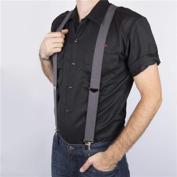 Dickies Men's 1 1/2 inch Solid Straight Clip Adjustable X Back Suspender - Picture 13 of 14